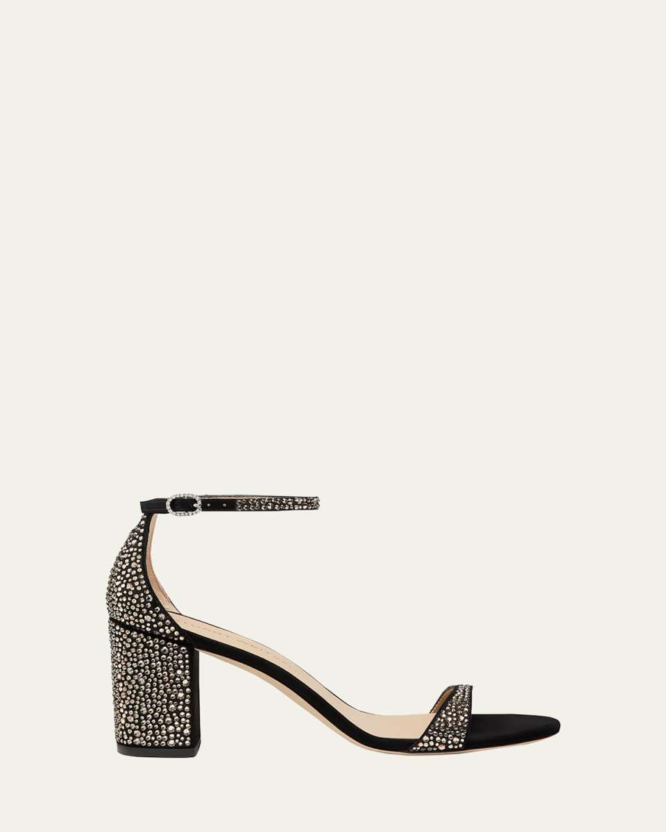 Nudist Embellished Block Ankle-Strap Sandals